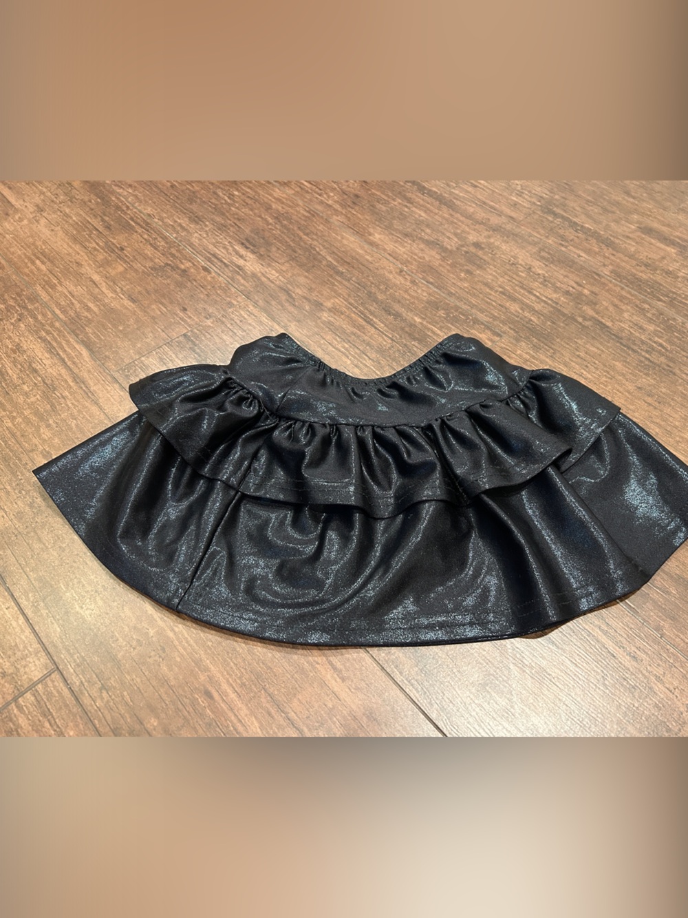 Black Shimmer Ruffle Skirt for Kids - Metallic Finish